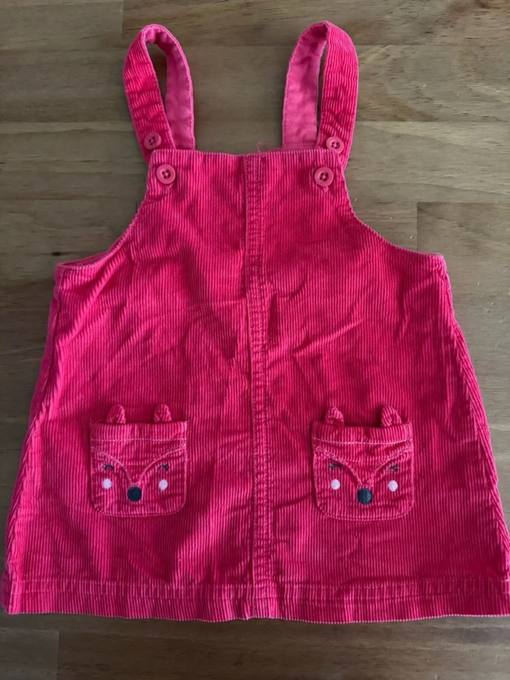 Carter's Bright Pink Corduroy Overall Dress with Floral Tee and White Tights